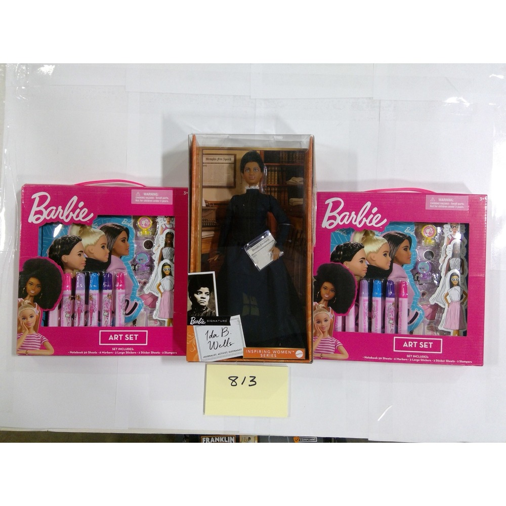 Mattel Barbie Ida B Wells Inspiring Women Doll and 2 Barbie Art Sets Bundle NEW
